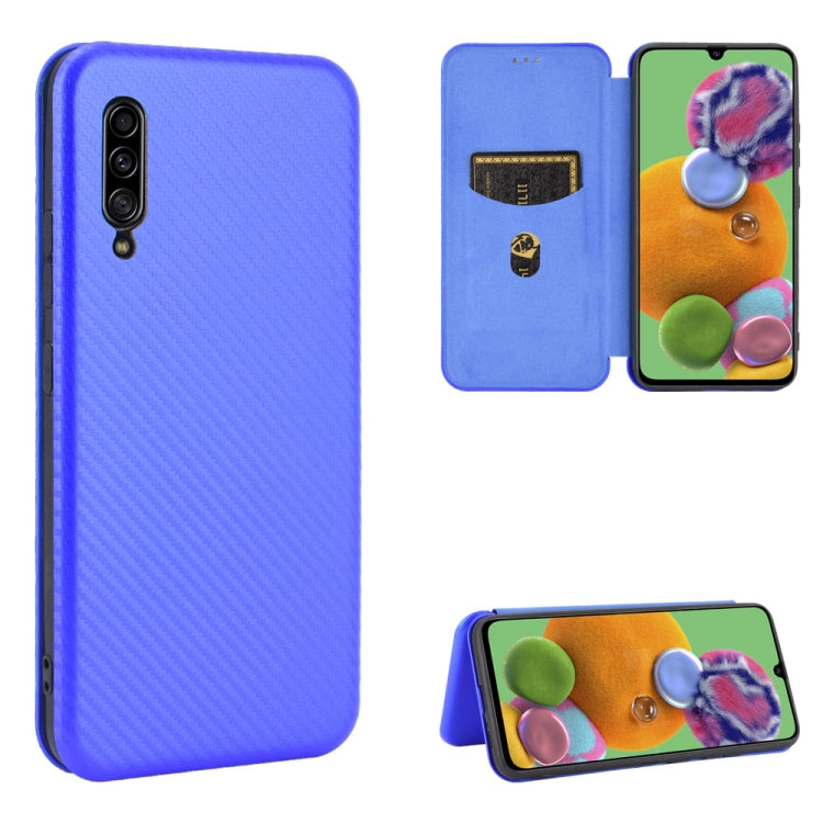 For Samsung Galaxy A90 5G Carbon Fiber Texture Horizontal Flip TPU + PC + PU Leather Case with Rope & Card Slot
