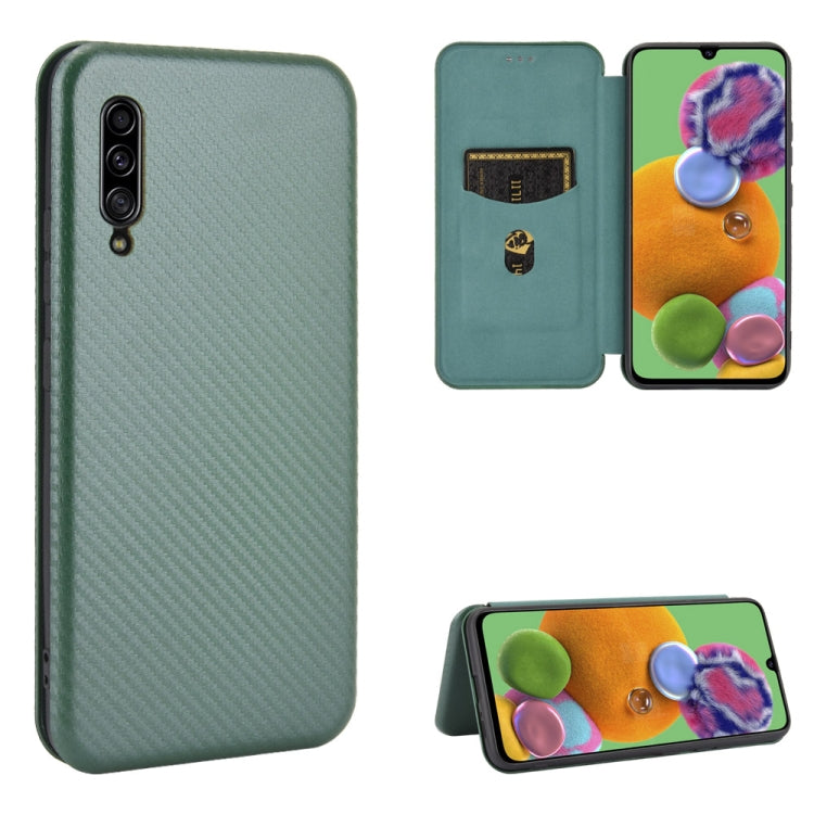 For Samsung Galaxy A90 5G Carbon Fiber Texture Horizontal Flip TPU + PC + PU Leather Case with Rope & Card Slot