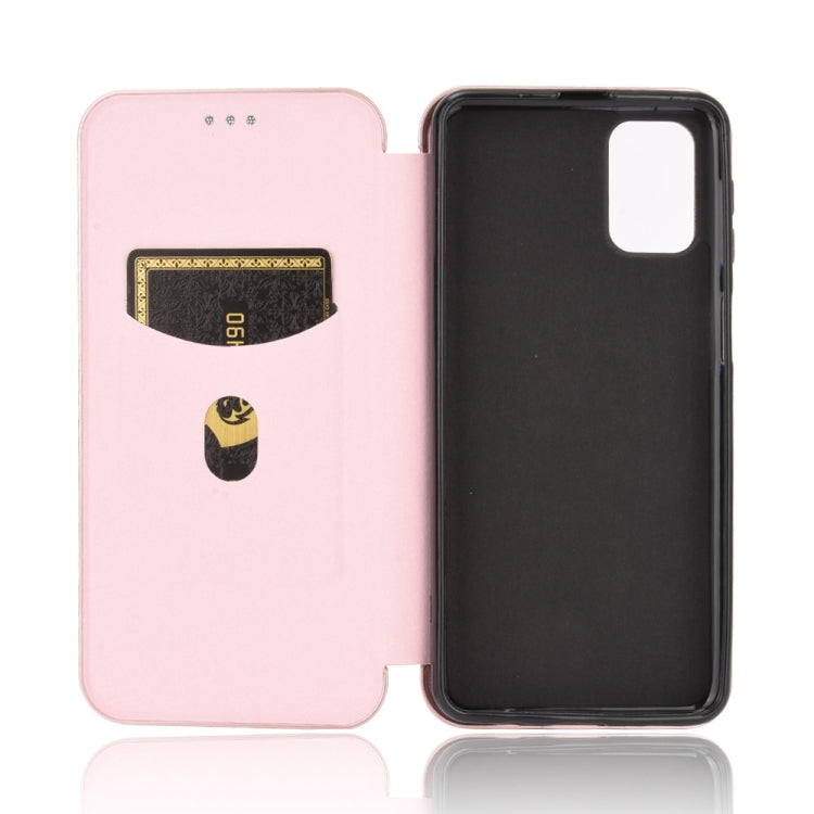 For Samsung Galaxy M31s Carbon Fiber Texture Horizontal Flip TPU + PC + PU Leather Case with Rope & Card Slot