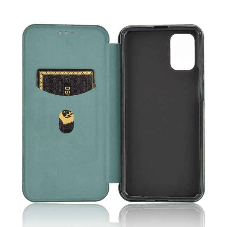 For Samsung Galaxy M31s Carbon Fiber Texture Horizontal Flip TPU + PC + PU Leather Case with Rope & Card Slot
