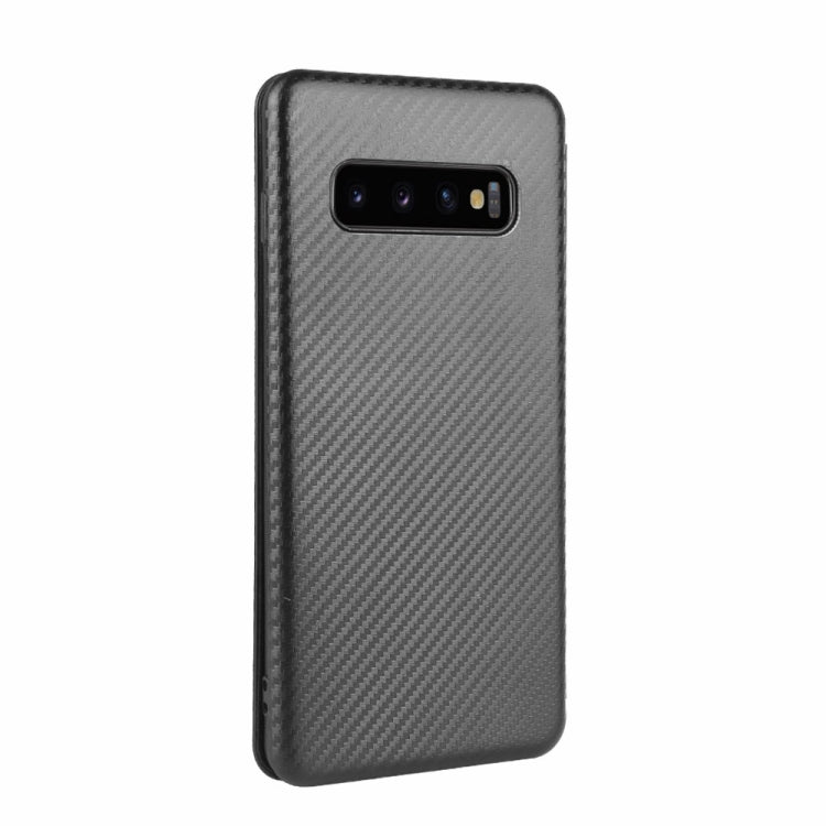 For Samsung Galaxy S10 Plus Carbon Fiber Texture Horizontal Flip TPU + PC + PU Leather Case with Rope & Card Slot