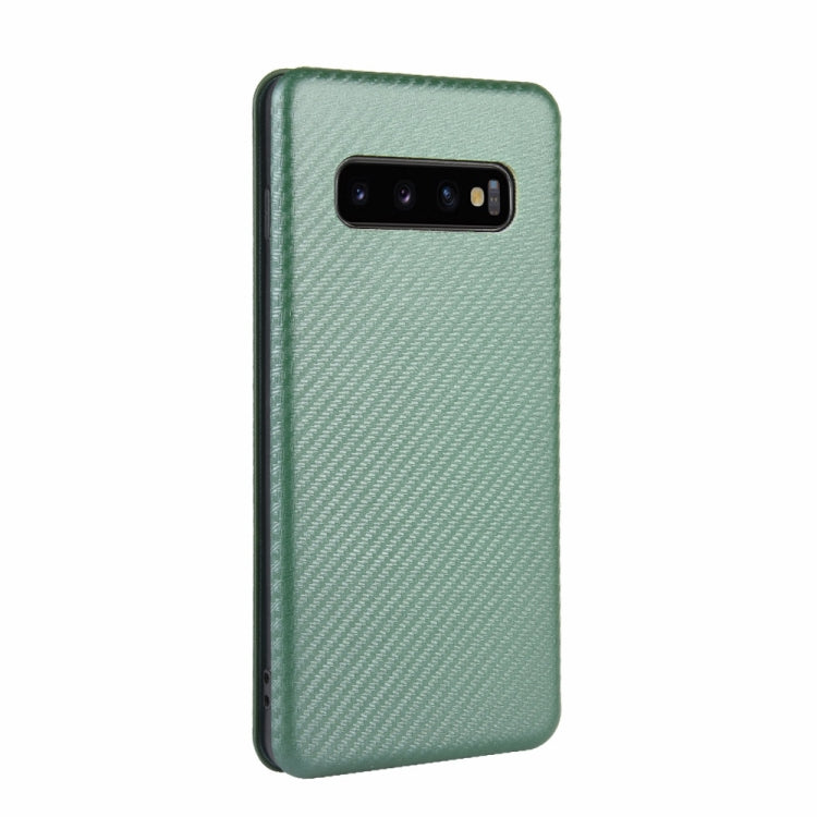 For Samsung Galaxy S10 Plus Carbon Fiber Texture Horizontal Flip TPU + PC + PU Leather Case with Rope & Card Slot