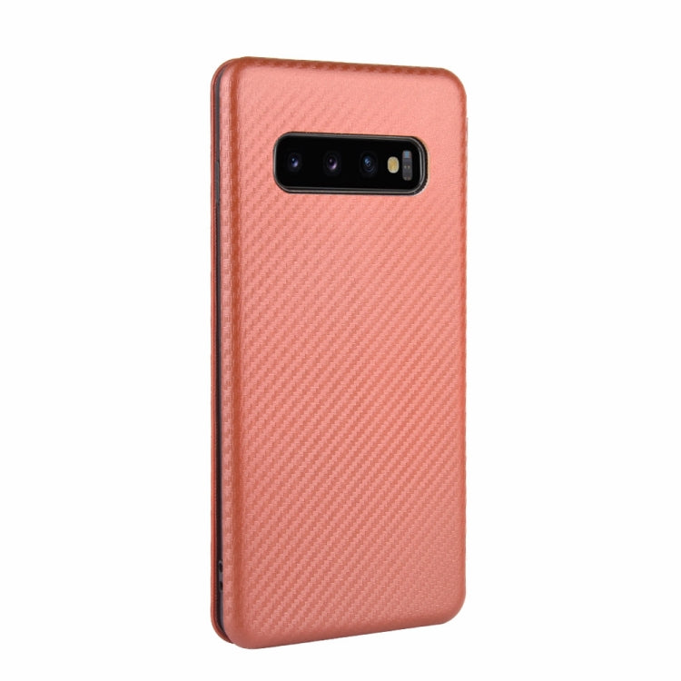 For Samsung Galaxy S10 Plus Carbon Fiber Texture Horizontal Flip TPU + PC + PU Leather Case with Rope & Card Slot