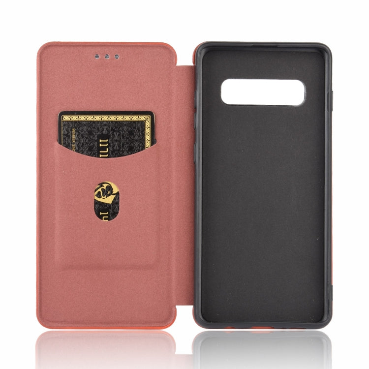 For Samsung Galaxy S10 Plus Carbon Fiber Texture Horizontal Flip TPU + PC + PU Leather Case with Rope & Card Slot