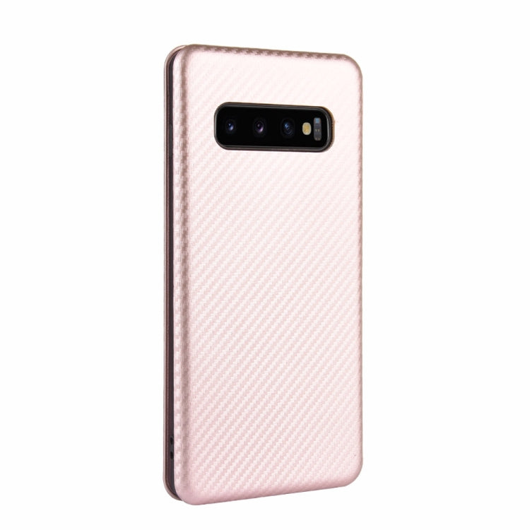 For Samsung Galaxy S10 Carbon Fiber Texture Horizontal Flip TPU + PC + PU Leather Case with Rope & Card Slot