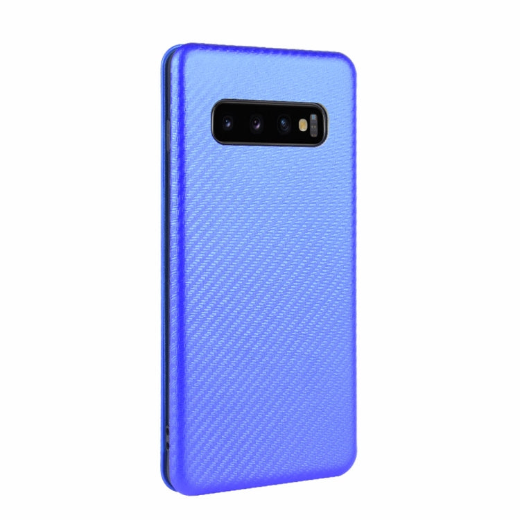 For Samsung Galaxy S10 Carbon Fiber Texture Horizontal Flip TPU + PC + PU Leather Case with Rope & Card Slot
