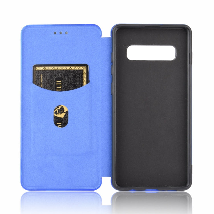 For Samsung Galaxy S10 Carbon Fiber Texture Horizontal Flip TPU + PC + PU Leather Case with Rope & Card Slot