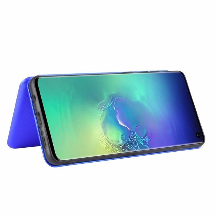 For Samsung Galaxy S10 Carbon Fiber Texture Horizontal Flip TPU + PC + PU Leather Case with Rope & Card Slot