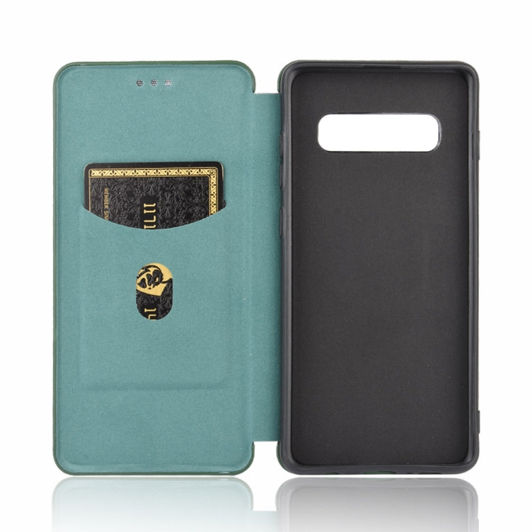For Samsung Galaxy S10 Carbon Fiber Texture Horizontal Flip TPU + PC + PU Leather Case with Rope & Card Slot
