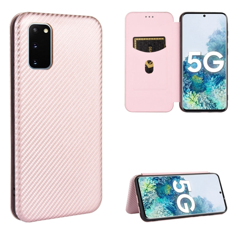For Samsung Galaxy S20 Carbon Fiber Texture Horizontal Flip TPU + PC + PU Leather Case with Rope & Card Slot