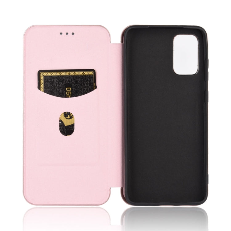 For Samsung Galaxy S20 Carbon Fiber Texture Horizontal Flip TPU + PC + PU Leather Case with Rope & Card Slot