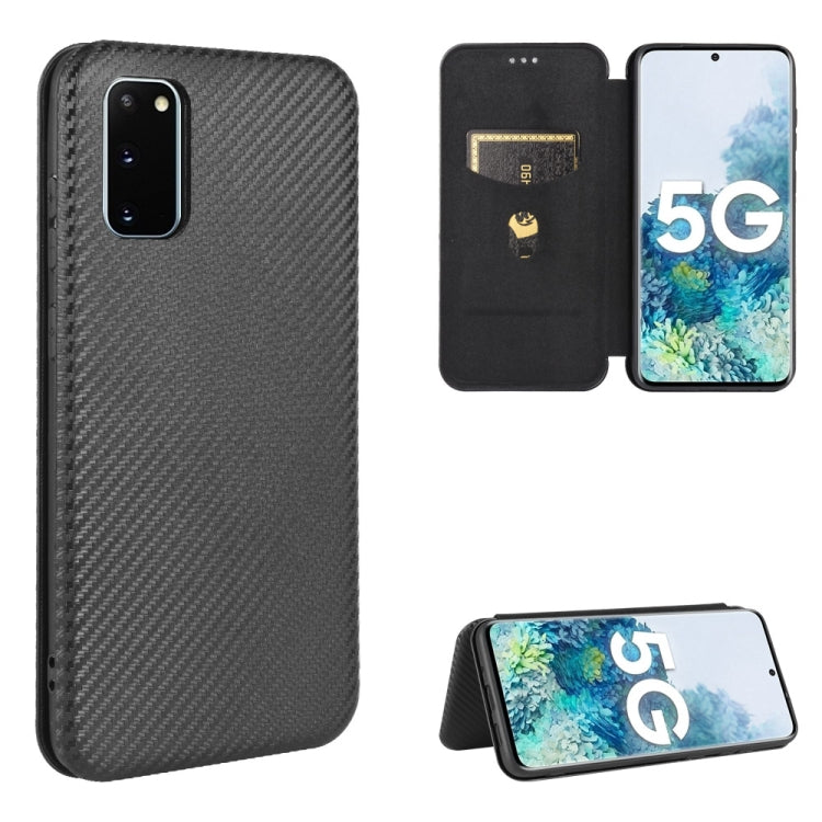 For Samsung Galaxy S20 Carbon Fiber Texture Horizontal Flip TPU + PC + PU Leather Case with Rope & Card Slot