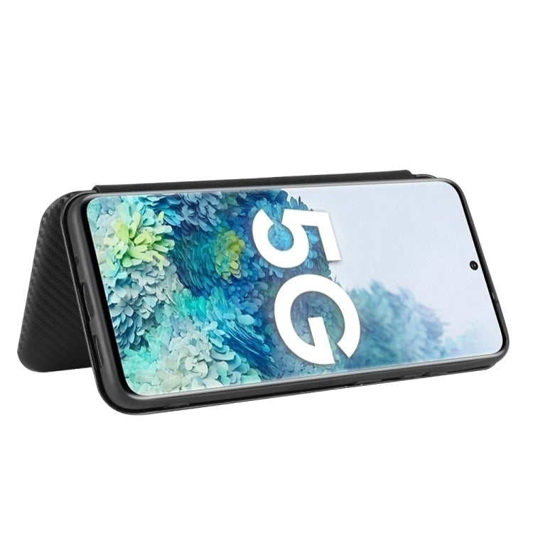 For Samsung Galaxy S20 Carbon Fiber Texture Horizontal Flip TPU + PC + PU Leather Case with Rope & Card Slot