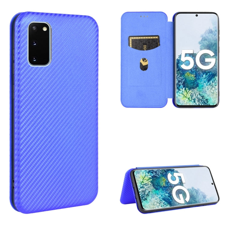 For Samsung Galaxy S20 Carbon Fiber Texture Horizontal Flip TPU + PC + PU Leather Case with Rope & Card Slot