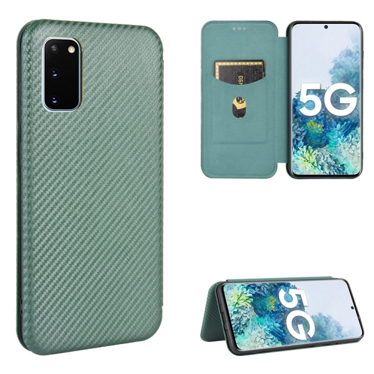 For Samsung Galaxy S20 Carbon Fiber Texture Horizontal Flip TPU + PC + PU Leather Case with Rope & Card Slot