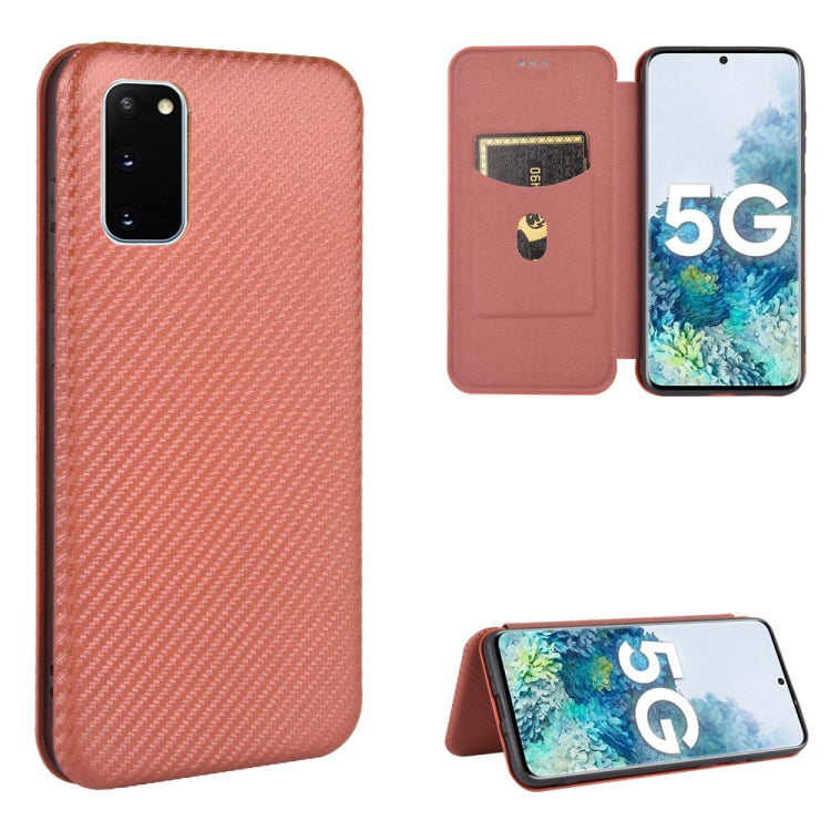 For Samsung Galaxy S20 Carbon Fiber Texture Horizontal Flip TPU + PC + PU Leather Case with Rope & Card Slot