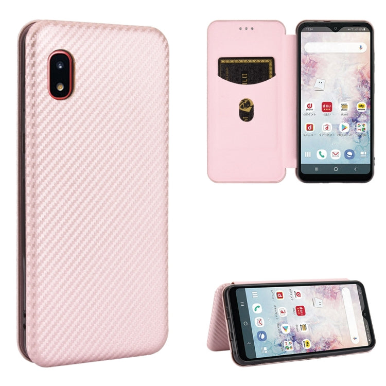 For Samsung Galaxy A20 (SC-02M) SCV46 Carbon Fiber Texture Horizontal Flip TPU + PC + PU Leather Case with Rope & Card Slot