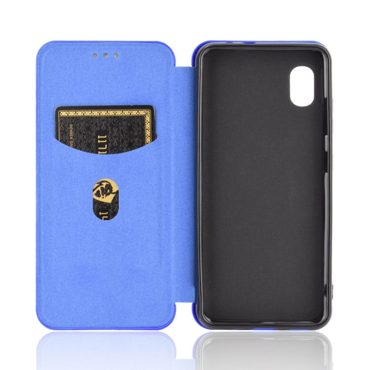 For Samsung Galaxy A20 (SC-02M) SCV46 Carbon Fiber Texture Horizontal Flip TPU + PC + PU Leather Case with Rope & Card Slot
