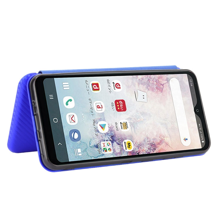 For Samsung Galaxy A20 (SC-02M) SCV46 Carbon Fiber Texture Horizontal Flip TPU + PC + PU Leather Case with Rope & Card Slot