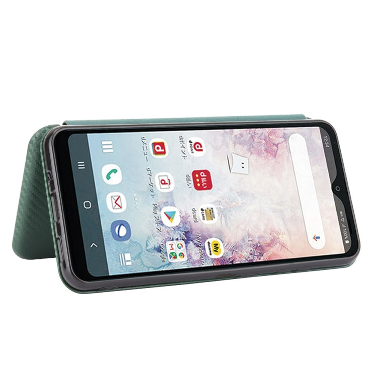 For Samsung Galaxy A20 (SC-02M) SCV46 Carbon Fiber Texture Horizontal Flip TPU + PC + PU Leather Case with Rope & Card Slot
