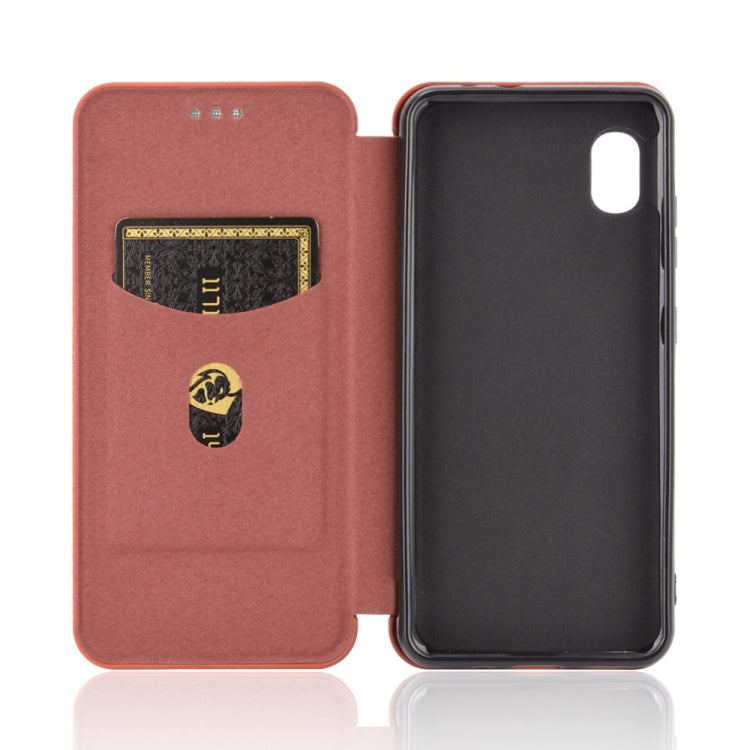 For Samsung Galaxy A20 (SC-02M) SCV46 Carbon Fiber Texture Horizontal Flip TPU + PC + PU Leather Case with Rope & Card Slot