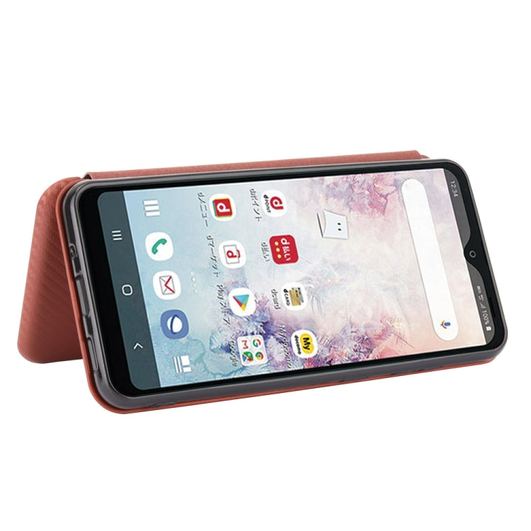 For Samsung Galaxy A20 (SC-02M) SCV46 Carbon Fiber Texture Horizontal Flip TPU + PC + PU Leather Case with Rope & Card Slot