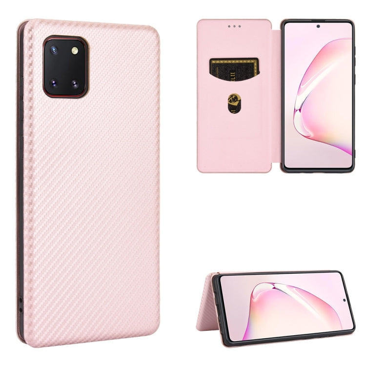 For Samsung Galaxy A81 / M60s / Note 10 Lite Carbon Fiber Texture Horizontal Flip TPU + PC + PU Leather Case with Rope & Card Slot