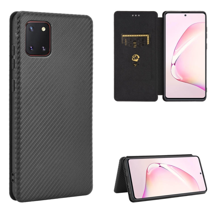 For Samsung Galaxy A81 / M60s / Note 10 Lite Carbon Fiber Texture Horizontal Flip TPU + PC + PU Leather Case with Rope & Card Slot
