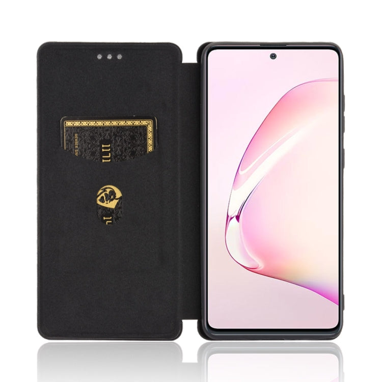 For Samsung Galaxy A81 / M60s / Note 10 Lite Carbon Fiber Texture Horizontal Flip TPU + PC + PU Leather Case with Rope & Card Slot