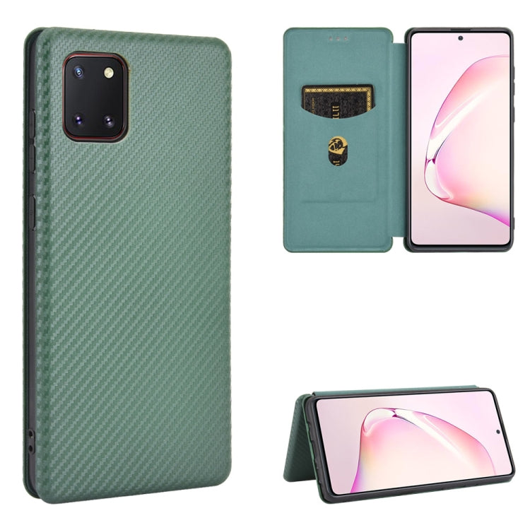 For Samsung Galaxy A81 / M60s / Note 10 Lite Carbon Fiber Texture Horizontal Flip TPU + PC + PU Leather Case with Rope & Card Slot