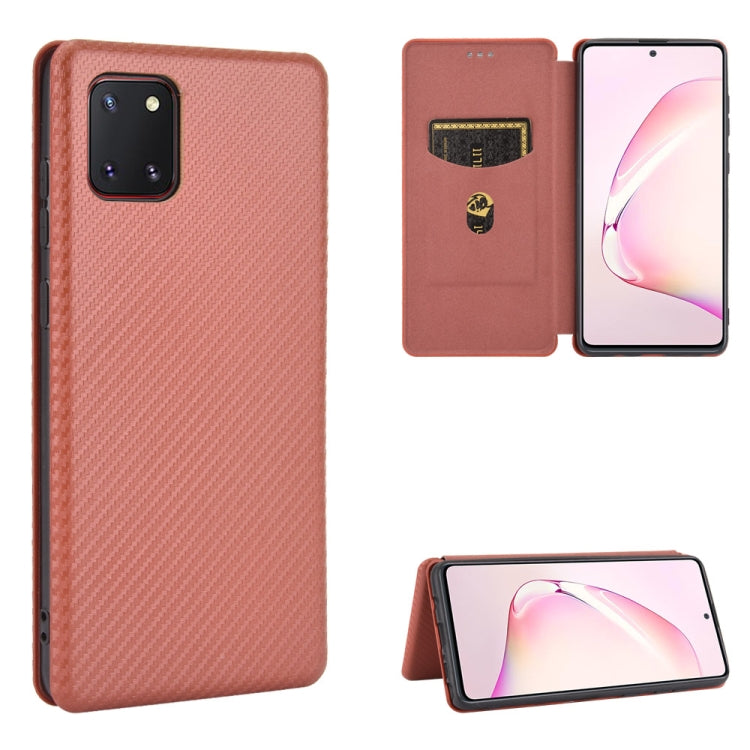 For Samsung Galaxy A81 / M60s / Note 10 Lite Carbon Fiber Texture Horizontal Flip TPU + PC + PU Leather Case with Rope & Card Slot