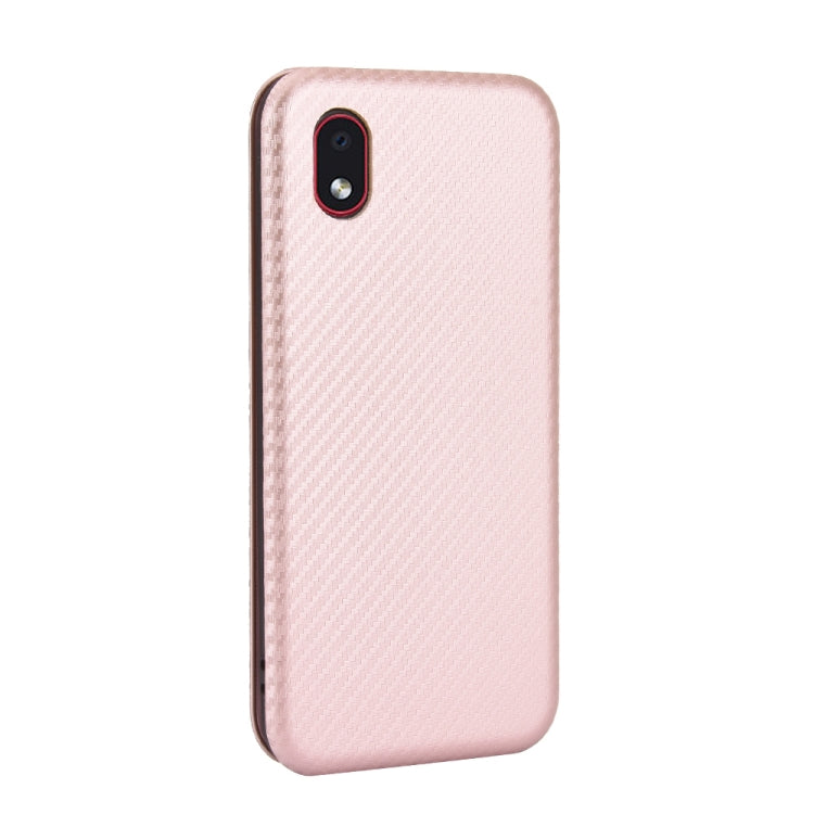 For Samsung Galaxy M01 Core / A01 Core Carbon Fiber Texture Horizontal Flip TPU + PC + PU Leather Case with Rope & Card Slot