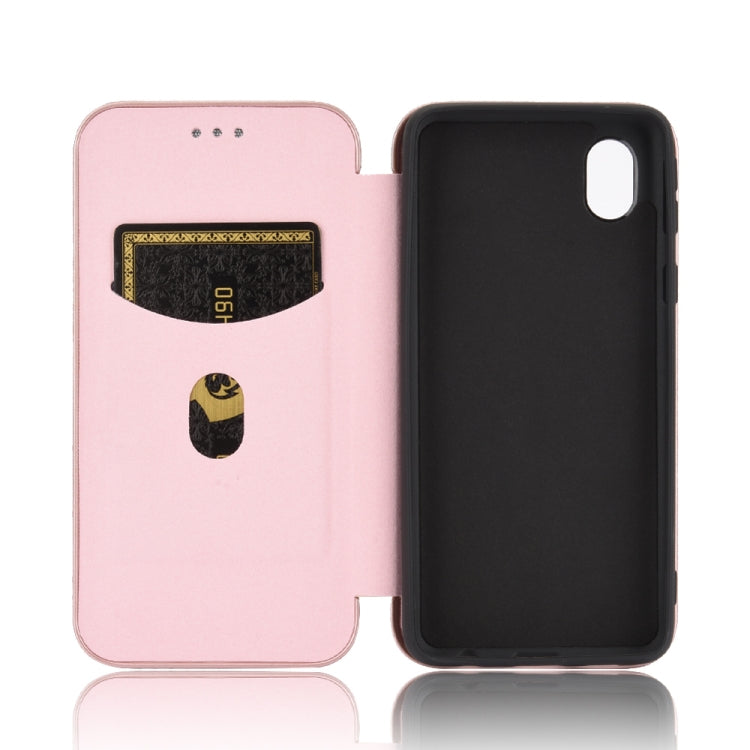 For Samsung Galaxy M01 Core / A01 Core Carbon Fiber Texture Horizontal Flip TPU + PC + PU Leather Case with Rope & Card Slot