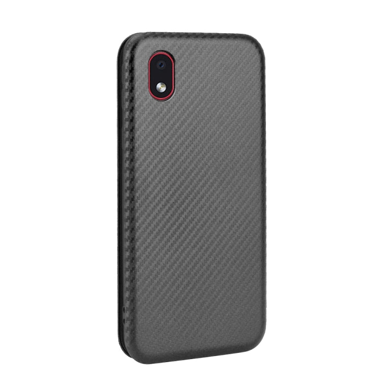 For Samsung Galaxy M01 Core / A01 Core Carbon Fiber Texture Horizontal Flip TPU + PC + PU Leather Case with Rope & Card Slot