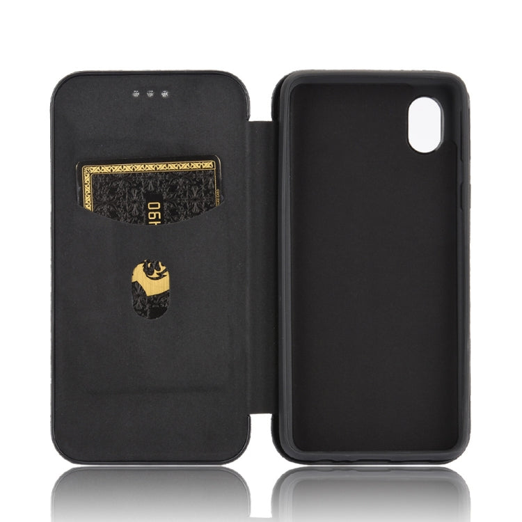 For Samsung Galaxy M01 Core / A01 Core Carbon Fiber Texture Horizontal Flip TPU + PC + PU Leather Case with Rope & Card Slot