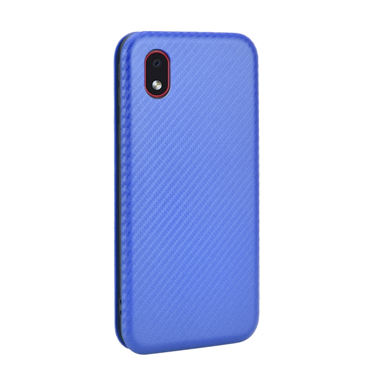 For Samsung Galaxy M01 Core / A01 Core Carbon Fiber Texture Horizontal Flip TPU + PC + PU Leather Case with Rope & Card Slot