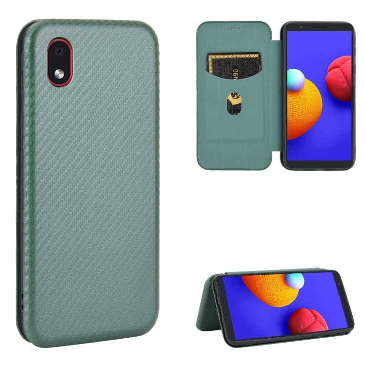 For Samsung Galaxy M01 Core / A01 Core Carbon Fiber Texture Horizontal Flip TPU + PC + PU Leather Case with Rope & Card Slot