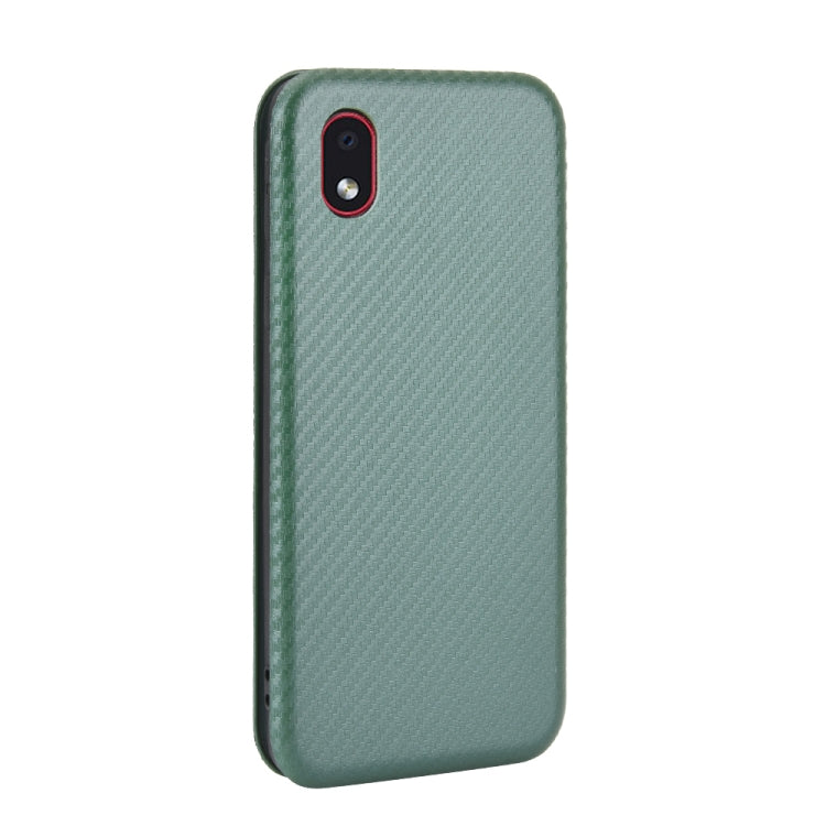 For Samsung Galaxy M01 Core / A01 Core Carbon Fiber Texture Horizontal Flip TPU + PC + PU Leather Case with Rope & Card Slot