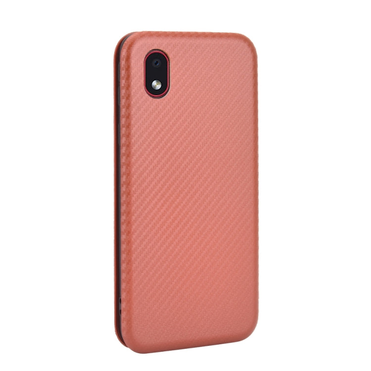 For Samsung Galaxy M01 Core / A01 Core Carbon Fiber Texture Horizontal Flip TPU + PC + PU Leather Case with Rope & Card Slot