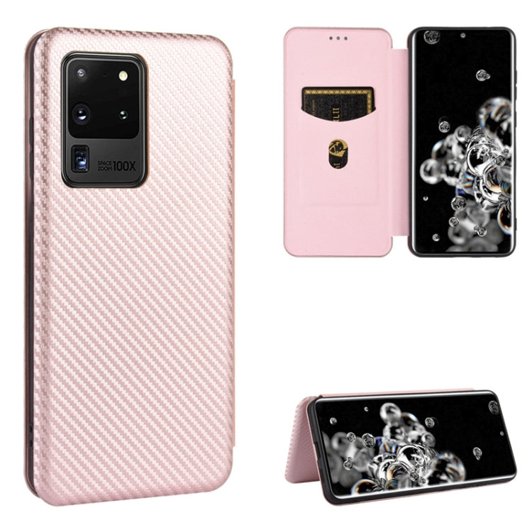 For Samsung Galaxy S20 Ultra Carbon Fiber Texture Horizontal Flip TPU + PC + PU Leather Case with Rope & Card Slot