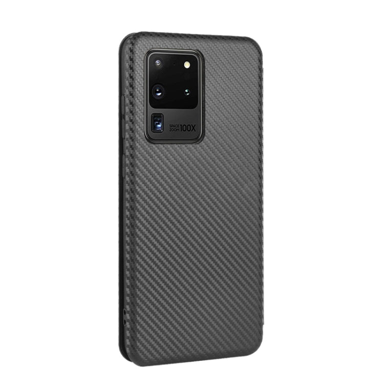 For Samsung Galaxy S20 Ultra Carbon Fiber Texture Horizontal Flip TPU + PC + PU Leather Case with Rope & Card Slot