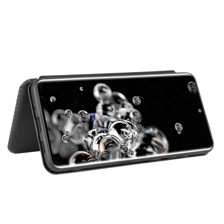 For Samsung Galaxy S20 Ultra Carbon Fiber Texture Horizontal Flip TPU + PC + PU Leather Case with Rope & Card Slot