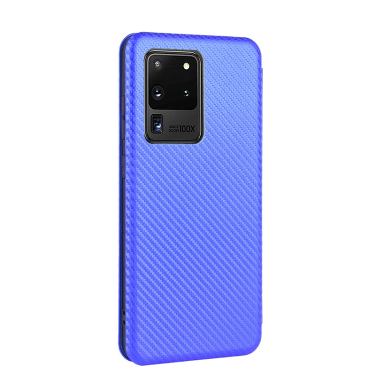 For Samsung Galaxy S20 Ultra Carbon Fiber Texture Horizontal Flip TPU + PC + PU Leather Case with Rope & Card Slot