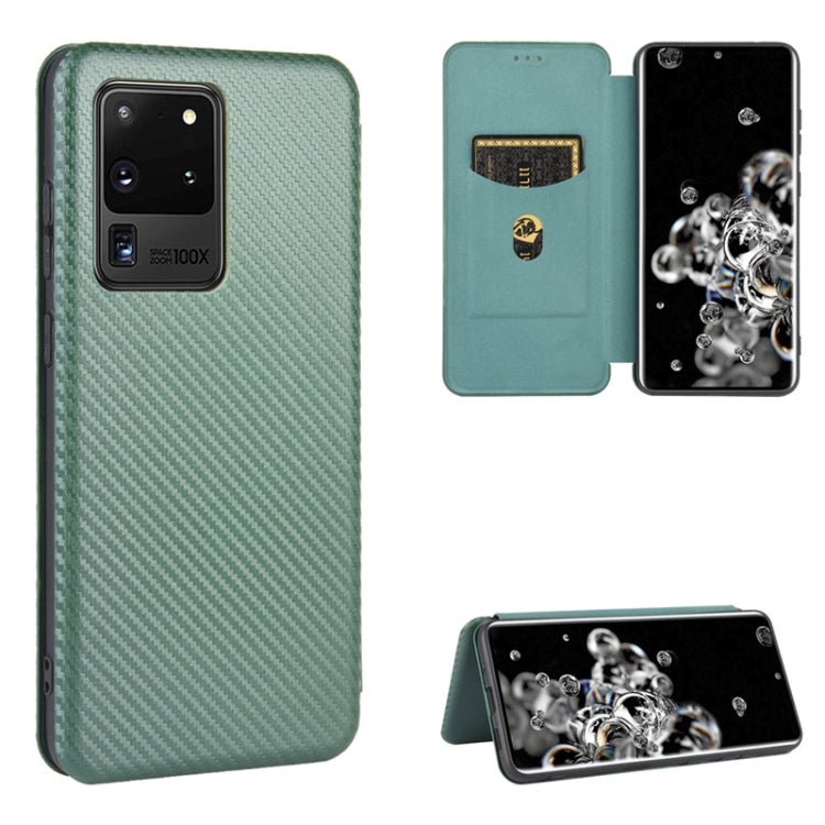 For Samsung Galaxy S20 Ultra Carbon Fiber Texture Horizontal Flip TPU + PC + PU Leather Case with Rope & Card Slot