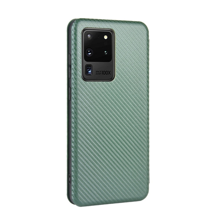 For Samsung Galaxy S20 Ultra Carbon Fiber Texture Horizontal Flip TPU + PC + PU Leather Case with Rope & Card Slot