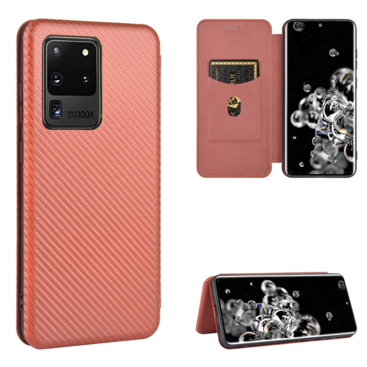 For Samsung Galaxy S20 Ultra Carbon Fiber Texture Horizontal Flip TPU + PC + PU Leather Case with Rope & Card Slot