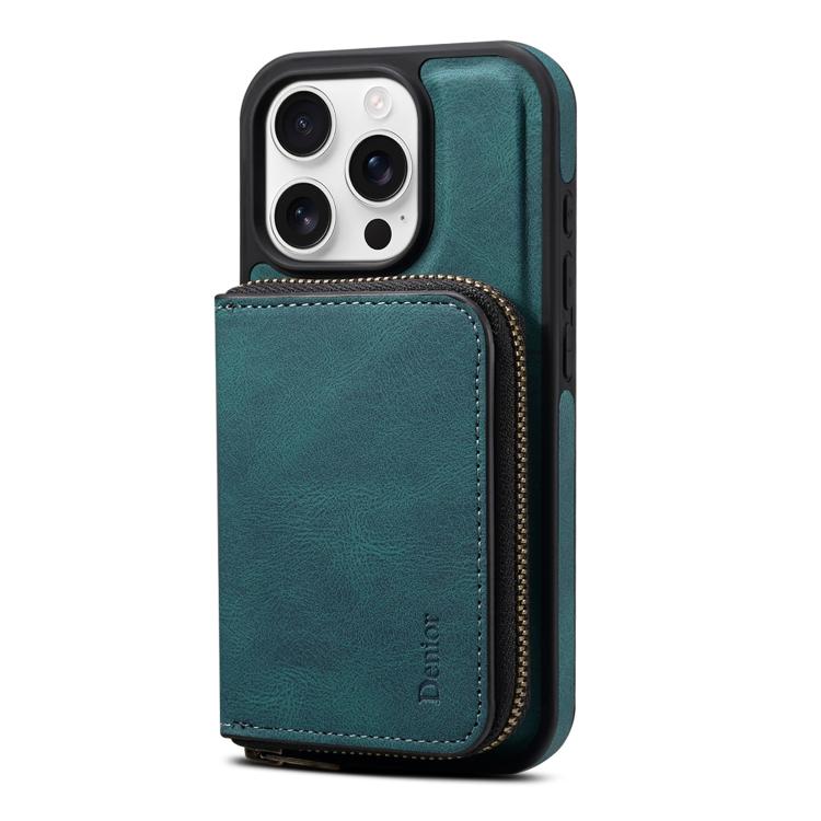 For iPhone 16 Denior D26 Skin Feel MagSafe Zipper Bag Leather Phone Case