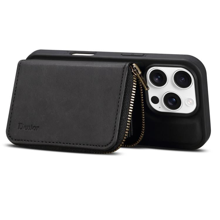 For iPhone 13 Pro Max Denior D26 Skin Feel MagSafe Zipper Bag Leather Phone Case