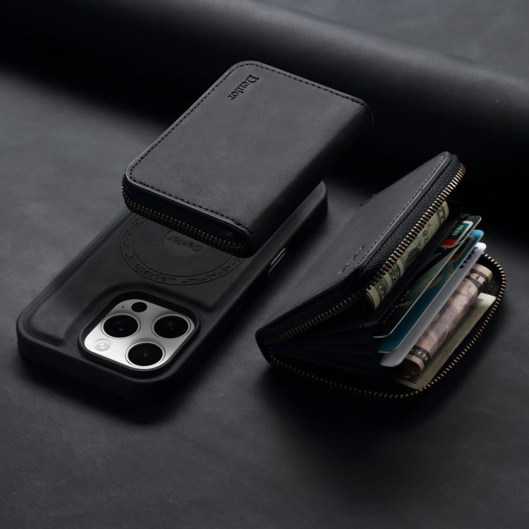 For iPhone 12 / 12 Pro Denior D26 Skin Feel MagSafe Zipper Bag Leather Phone Case