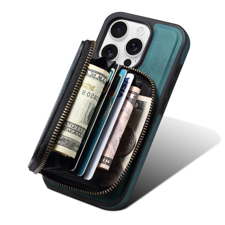 For iPhone 12 / 12 Pro Denior D26 Skin Feel MagSafe Zipper Bag Leather Phone Case
